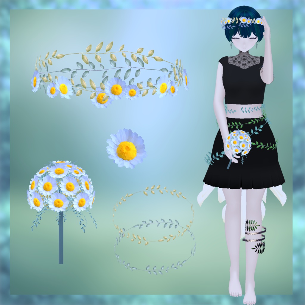 SnowDaisy _ ノースポールの花冠とアクセサリーセット