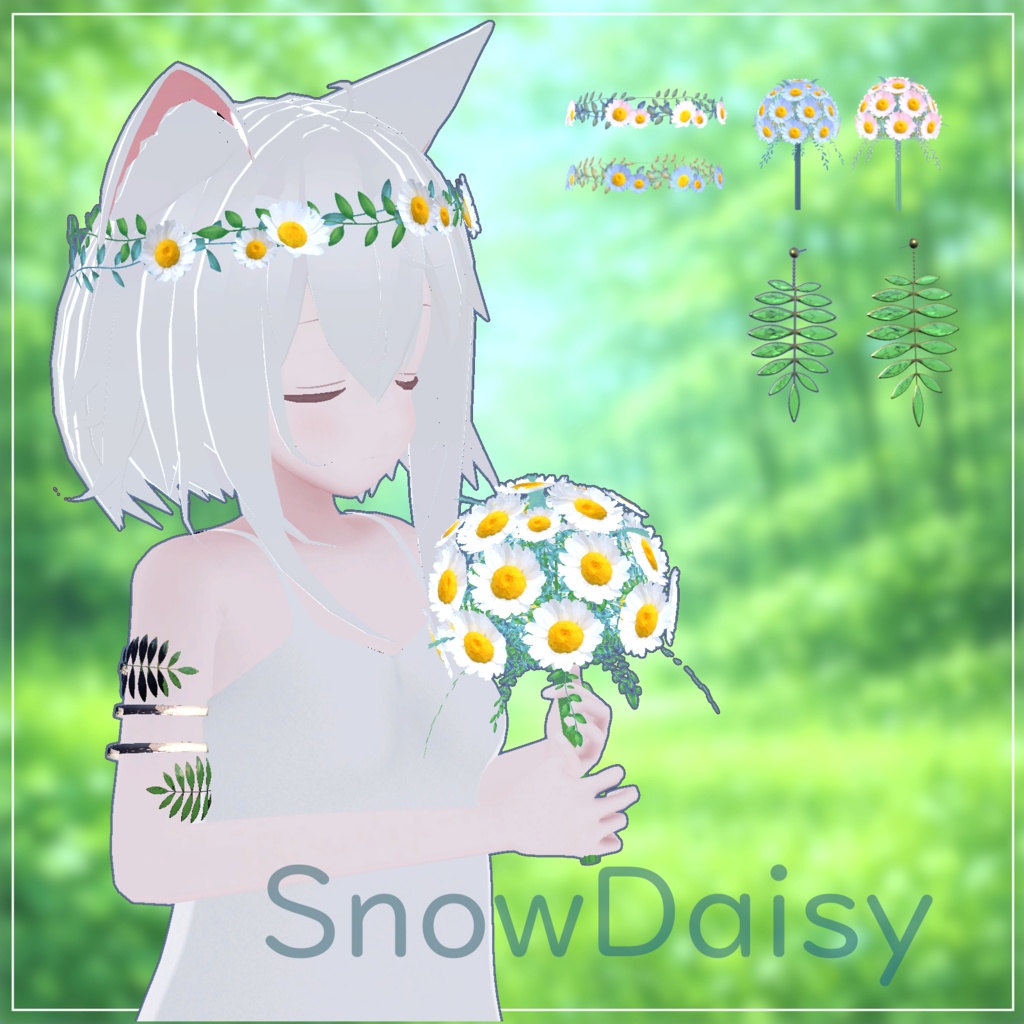 SnowDaisy _ ノースポールの花冠とアクセサリーセット