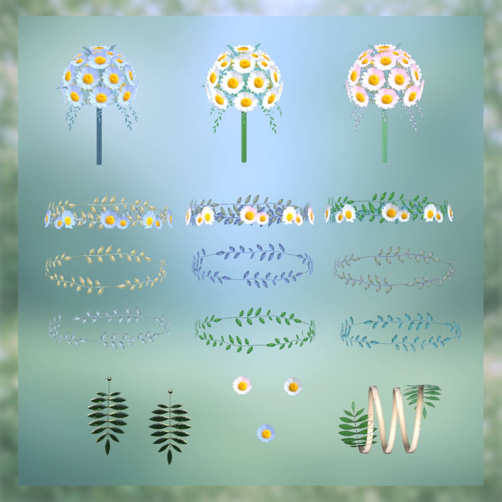 SnowDaisy _ ノースポールの花冠とアクセサリーセット