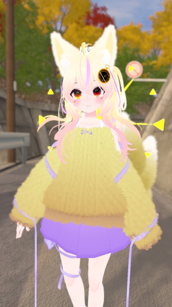 ふわふわりぼんのオフショルダーニット【13アバター対応】【パーティクル付き】