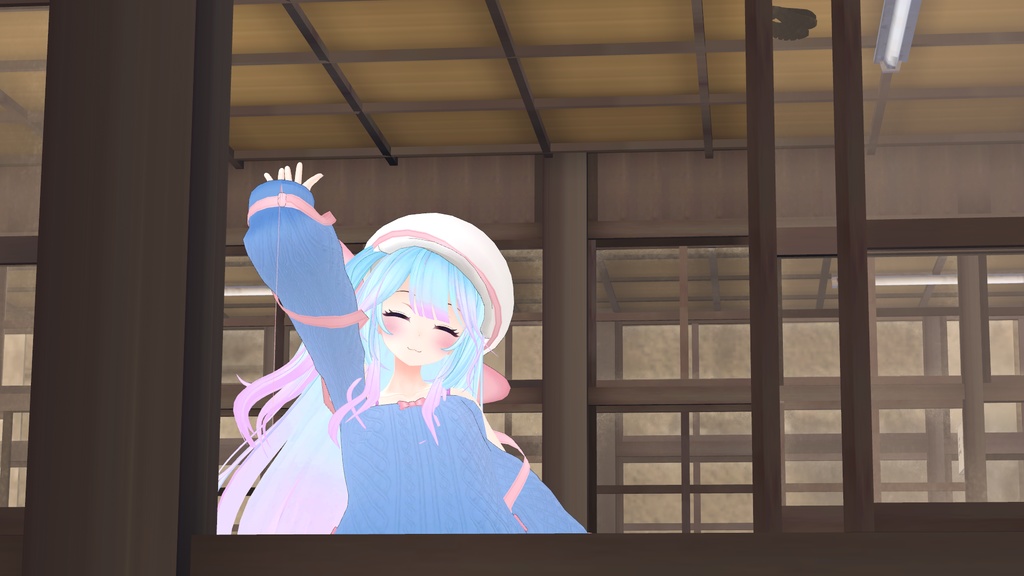 ふわふわりぼんのオフショルダーニット【13アバター対応】【パーティクル付き】