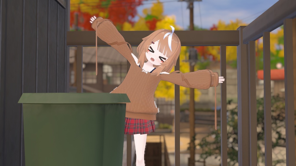 ふわふわりぼんのオフショルダーニット【13アバター対応】【パーティクル付き】