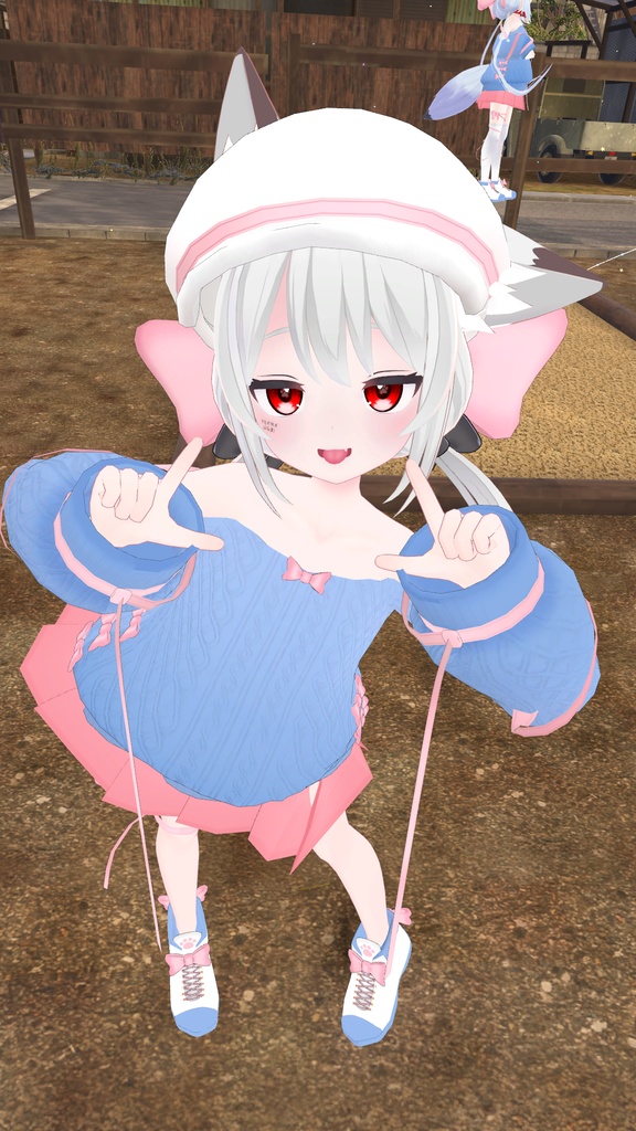 ふわふわりぼんのオフショルダーニット【13アバター対応】【パーティクル付き】