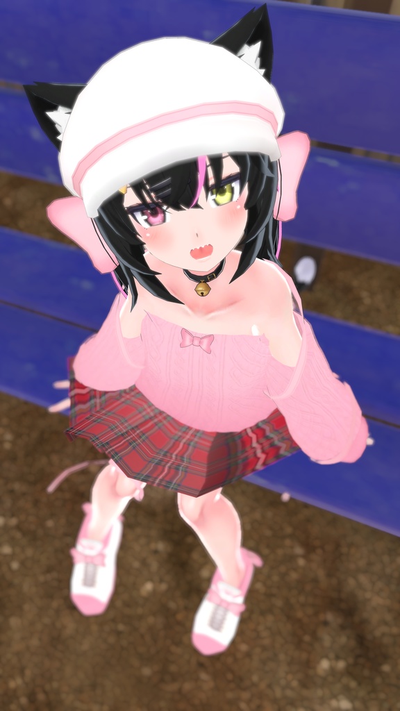 ふわふわりぼんのオフショルダーニット【13アバター対応】【パーティクル付き】