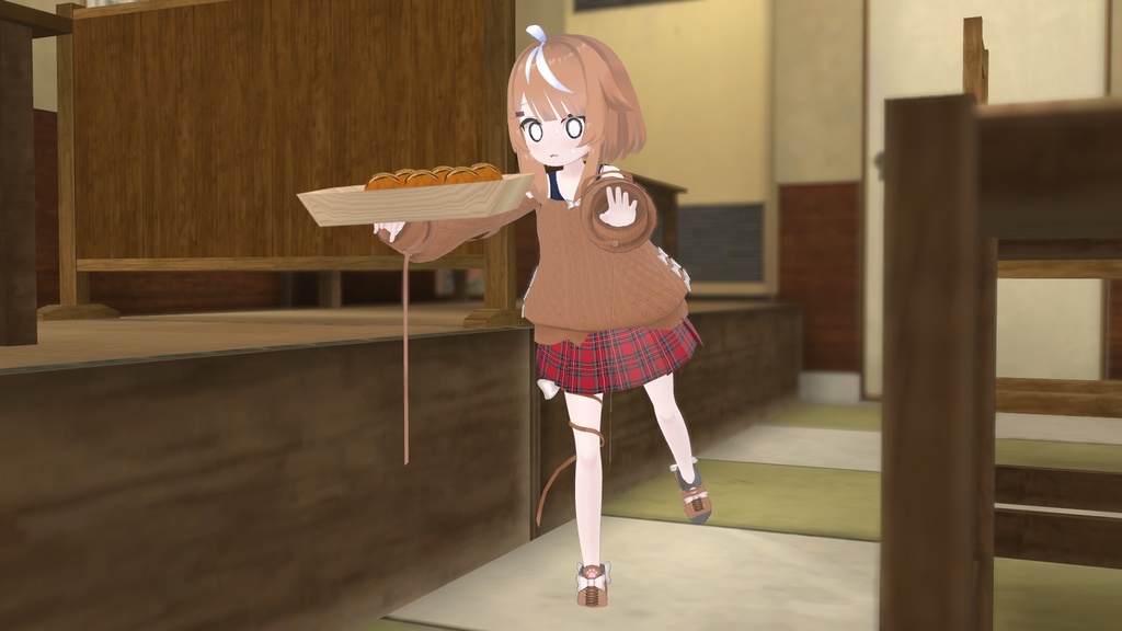 ふわふわりぼんのオフショルダーニット【13アバター対応】【パーティクル付き】