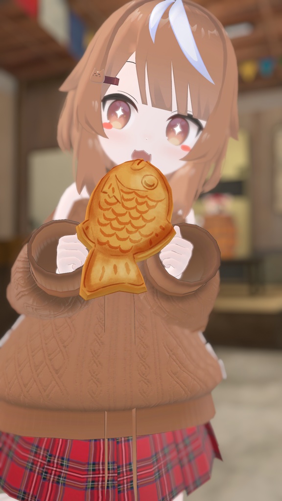 ふわふわりぼんのオフショルダーニット【13アバター対応】【パーティクル付き】