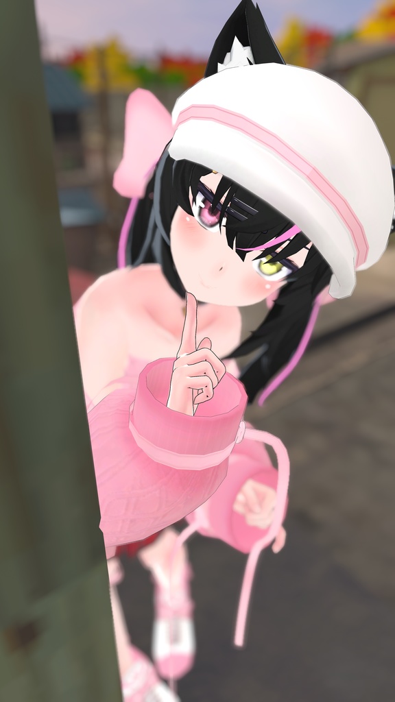 ふわふわりぼんのオフショルダーニット【13アバター対応】【パーティクル付き】