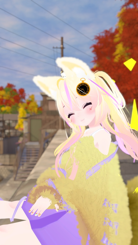 ふわふわりぼんのオフショルダーニット【13アバター対応】【パーティクル付き】