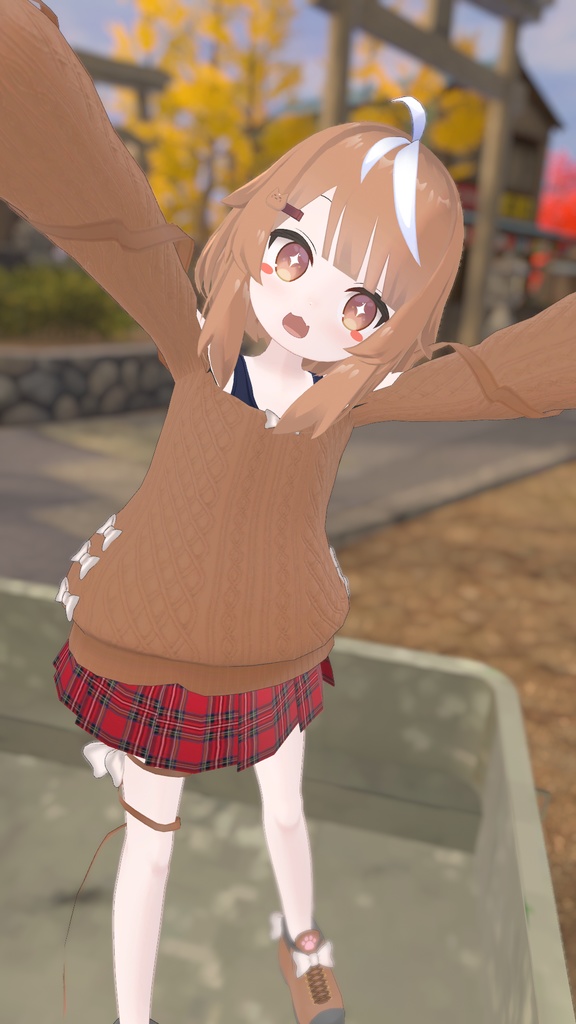 ふわふわりぼんのオフショルダーニット【13アバター対応】【パーティクル付き】