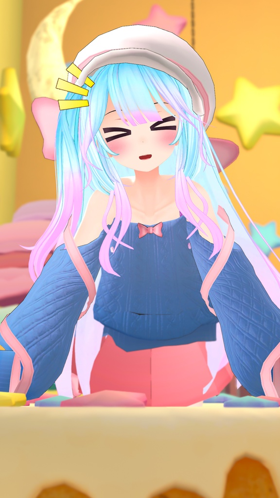 ふわふわりぼんのオフショルダーニット【13アバター対応】【パーティクル付き】