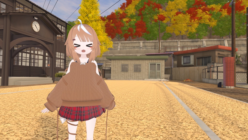 ふわふわりぼんのオフショルダーニット【13アバター対応】【パーティクル付き】