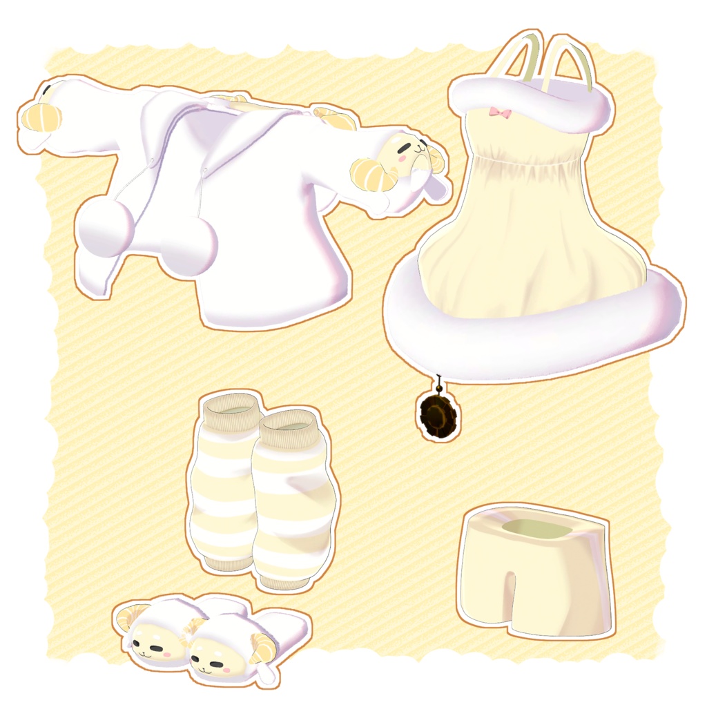 《複数アバター対応衣装》ひつじさんパジャマ