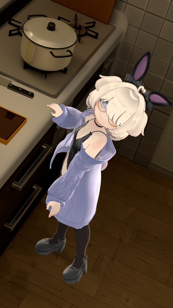 ふわもこ♡カーディガンバニー / Fluffy Cardigan Bunny【22アバター対応衣装】