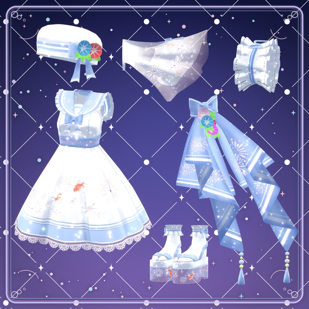 夕涼み花火セーラーワンピ / Yusuzumi Hanabi Sailor Dress【17アバター対応衣装】