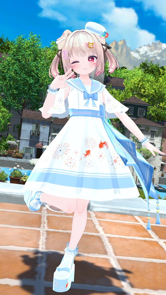 夕涼み花火セーラーワンピ / Yusuzumi Hanabi Sailor Dress【17アバター対応衣装】