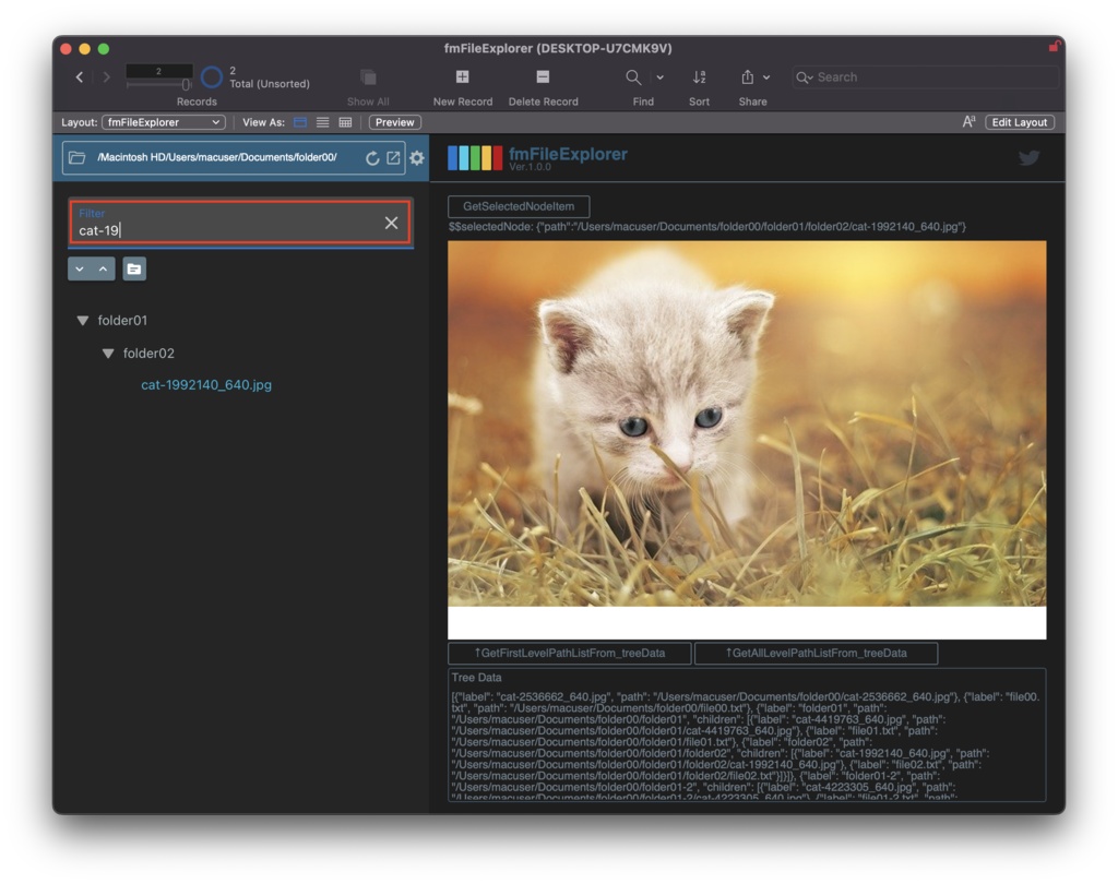 fmFileExplorer FileMaker上でディレクトリを表示