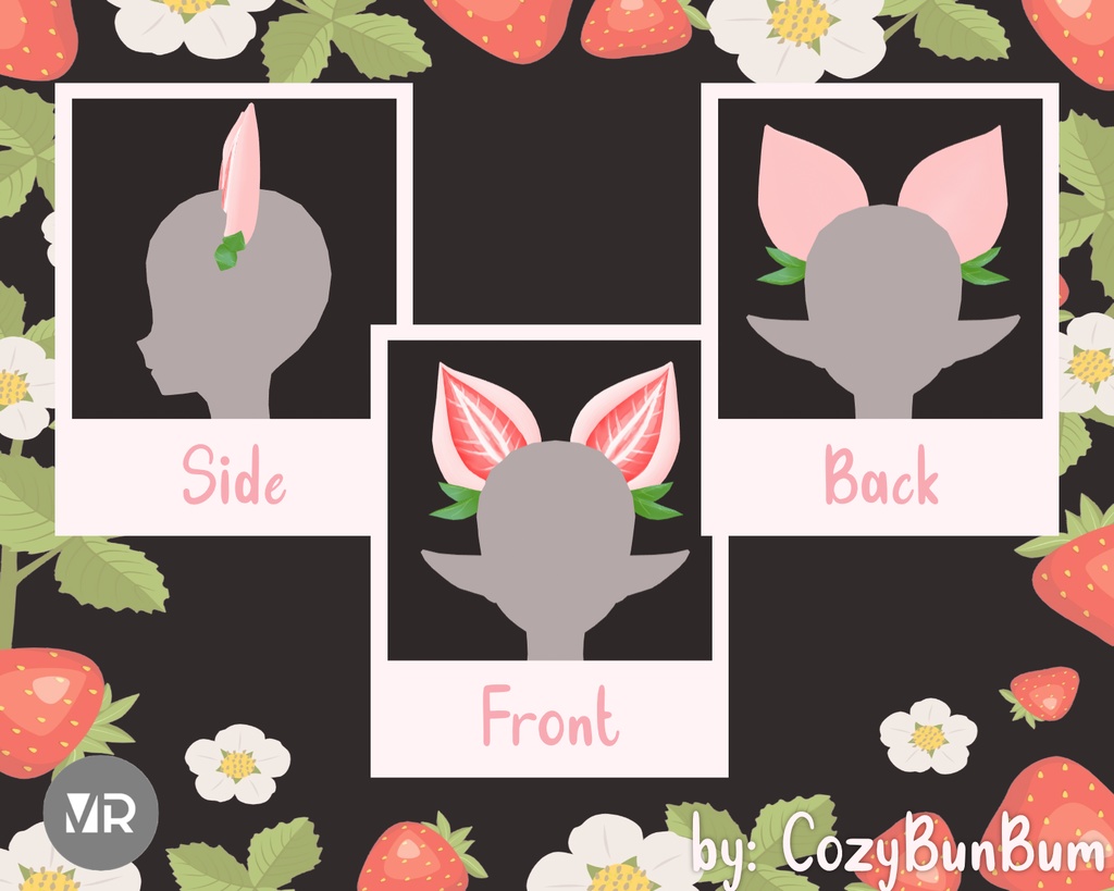 Strawberry Mochi Kitty Ears and Long Hair