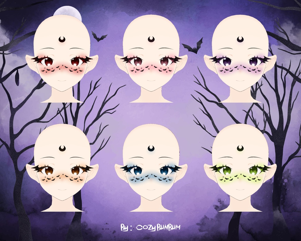 VRoid Bat Eyeliner and Blush Halloween Makeup | 化粧 | maquillaje