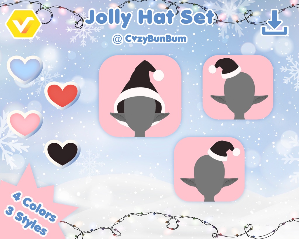 VRoid Jolly Christmas Winter Hat Set 帽子 Gorro de Santa Claus
