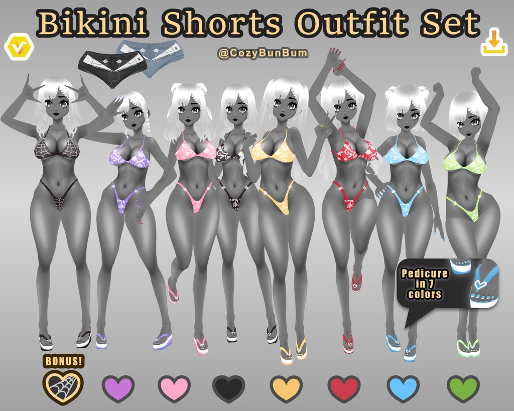 VRoid Bikini Shorts Outfit Set 水着