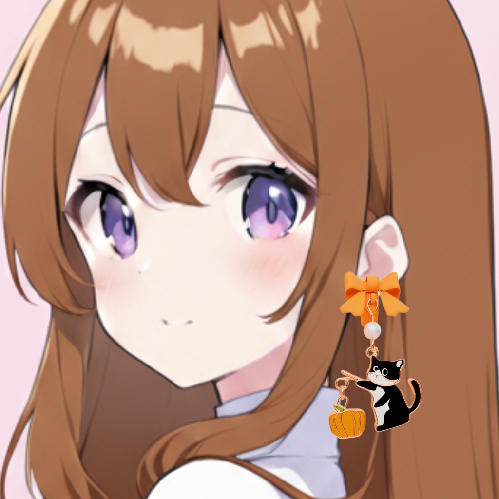 猫ちゃんが釣りをしているハロウィンかぼちゃのイヤリング