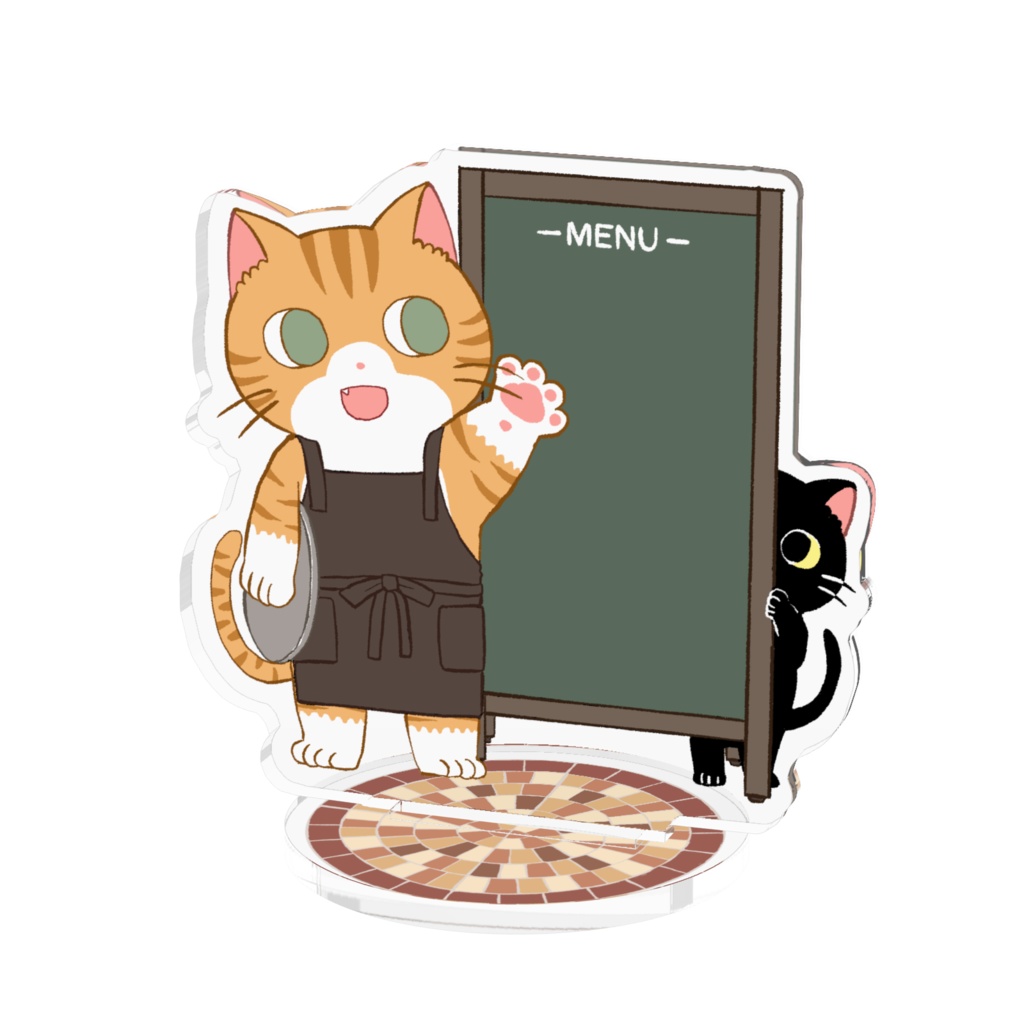 茶トラと黒猫のアクリルフィギュア