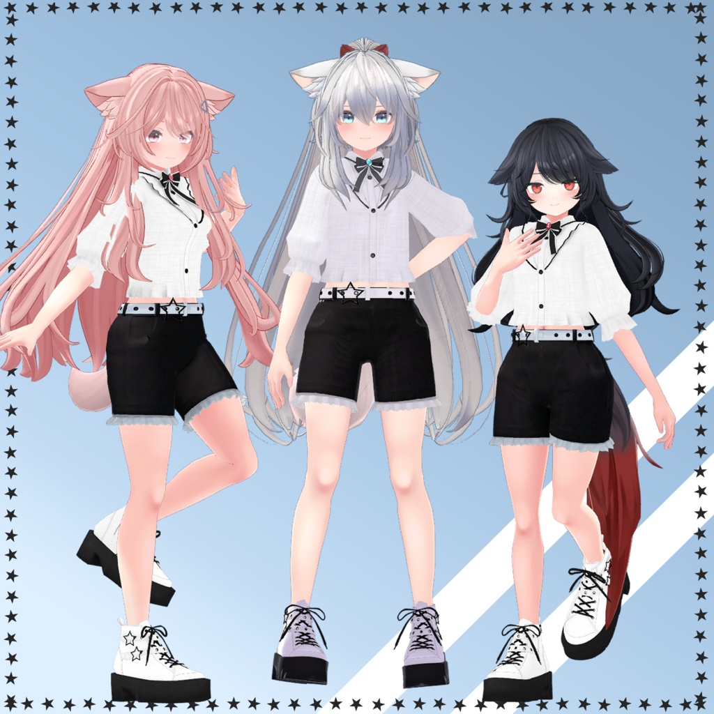 【11アバター対応衣装】PuffSleeveShirt & FrillShorts