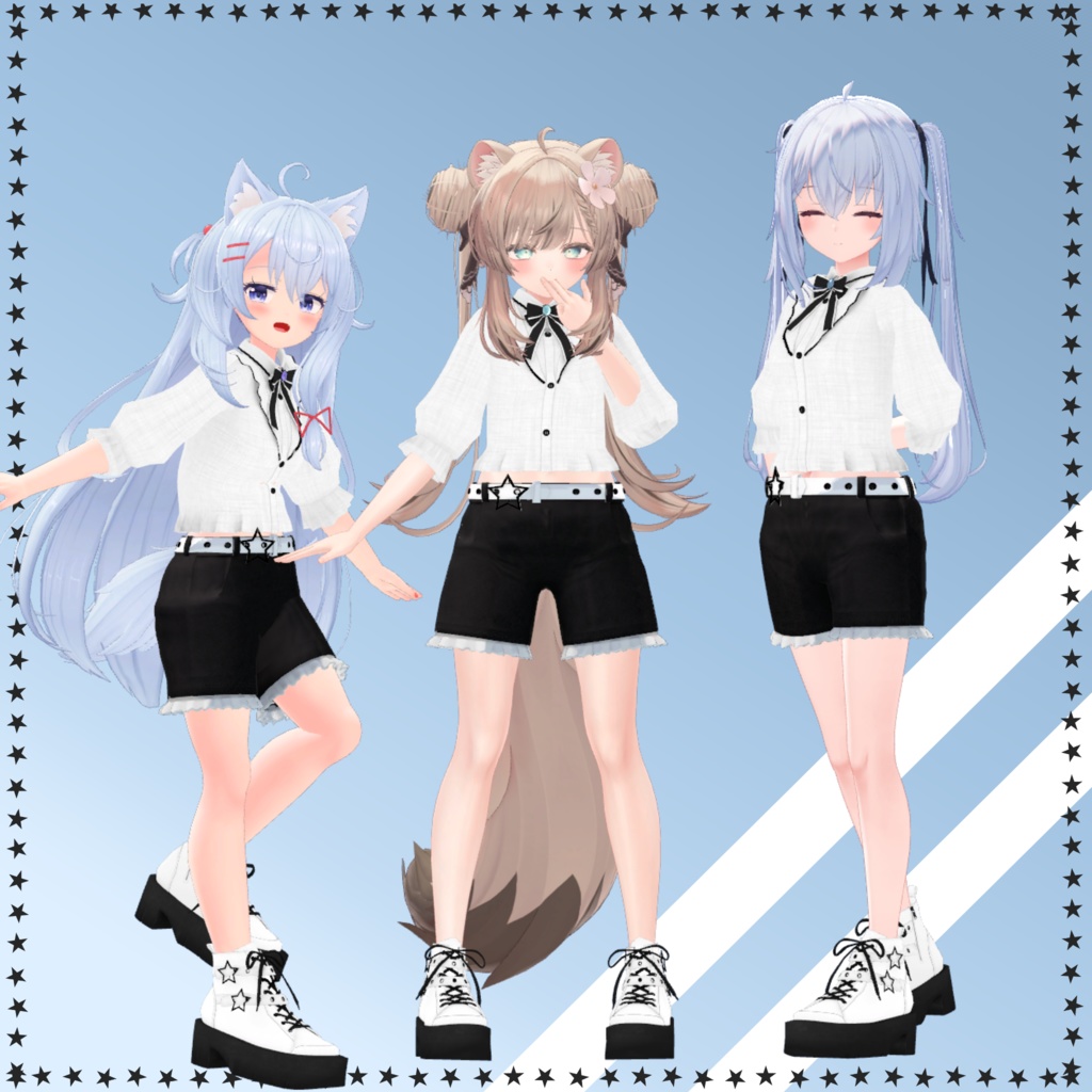 【11アバター対応衣装】PuffSleeveShirt & FrillShorts