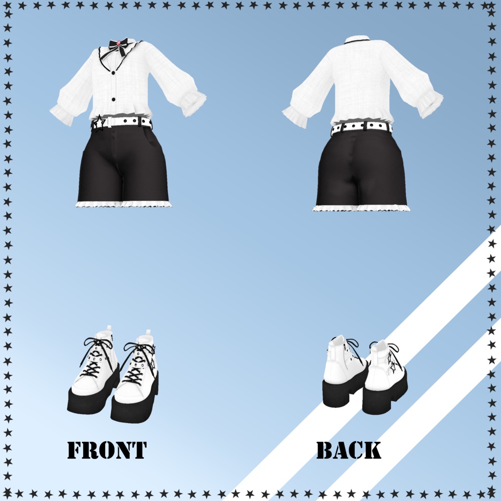 【11アバター対応衣装】PuffSleeveShirt & FrillShorts