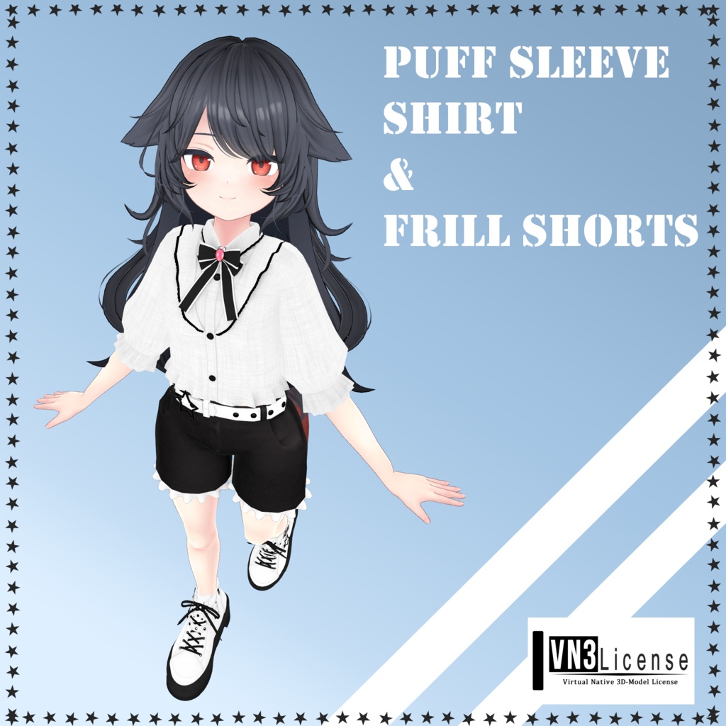 【11アバター対応衣装】PuffSleeveShirt & FrillShorts