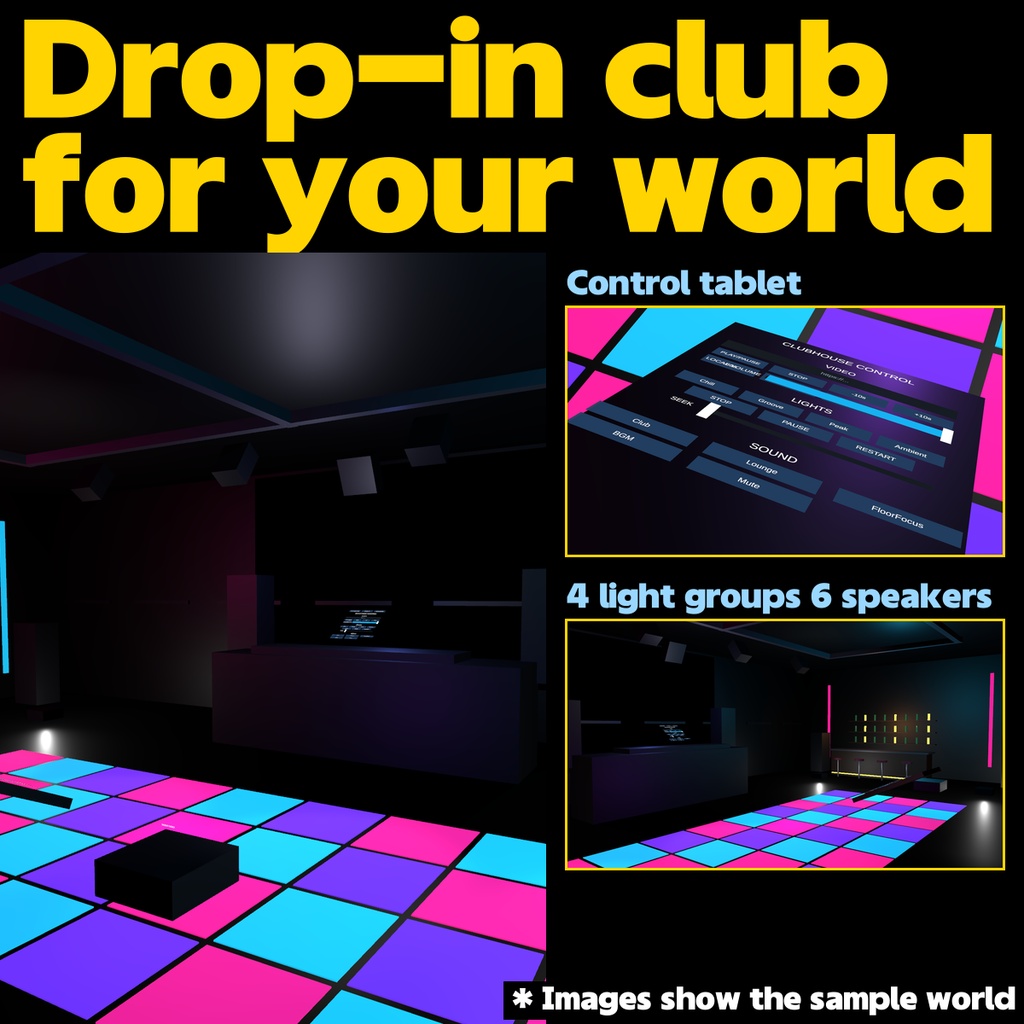ClubhouseKit - Drop-in club for your VRChat world (synced video wall, light shows, spatial audio)