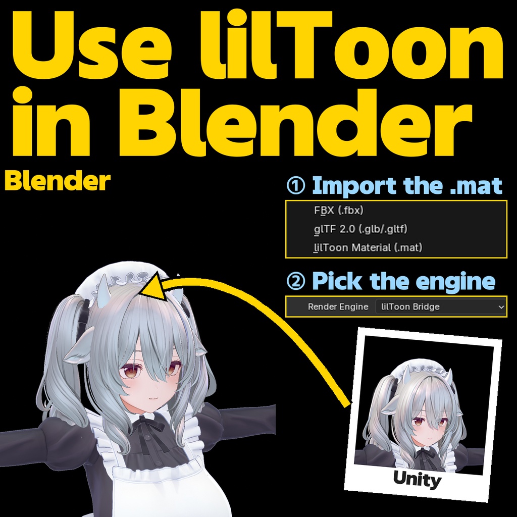 lilToon Bridge for Blender - Render lilToon materials in Blender exactly as in Unity (.mat import, 19 verified cases, unofficial)
