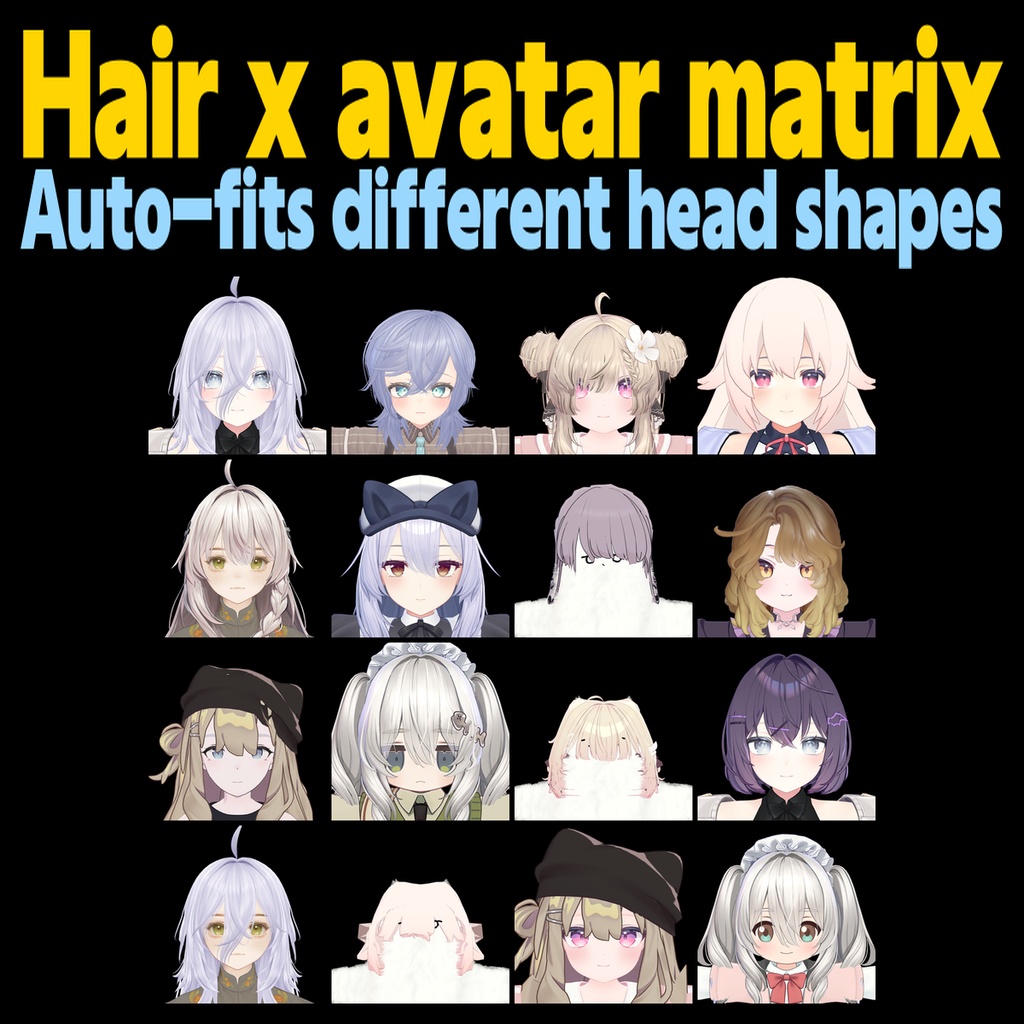 Hair Retargeter - Fit any hairstyle onto any avatar【Head profiles / penetration fix / bone follow / see-through bangs / re-fit】