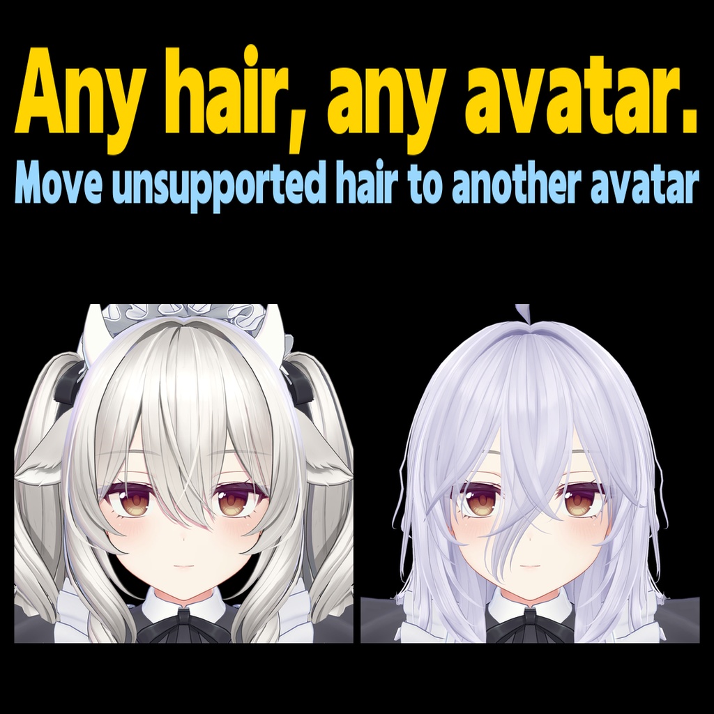 Hair Retargeter - Fit any hairstyle onto any avatar【Head profiles / penetration fix / bone follow / see-through bangs / re-fit】