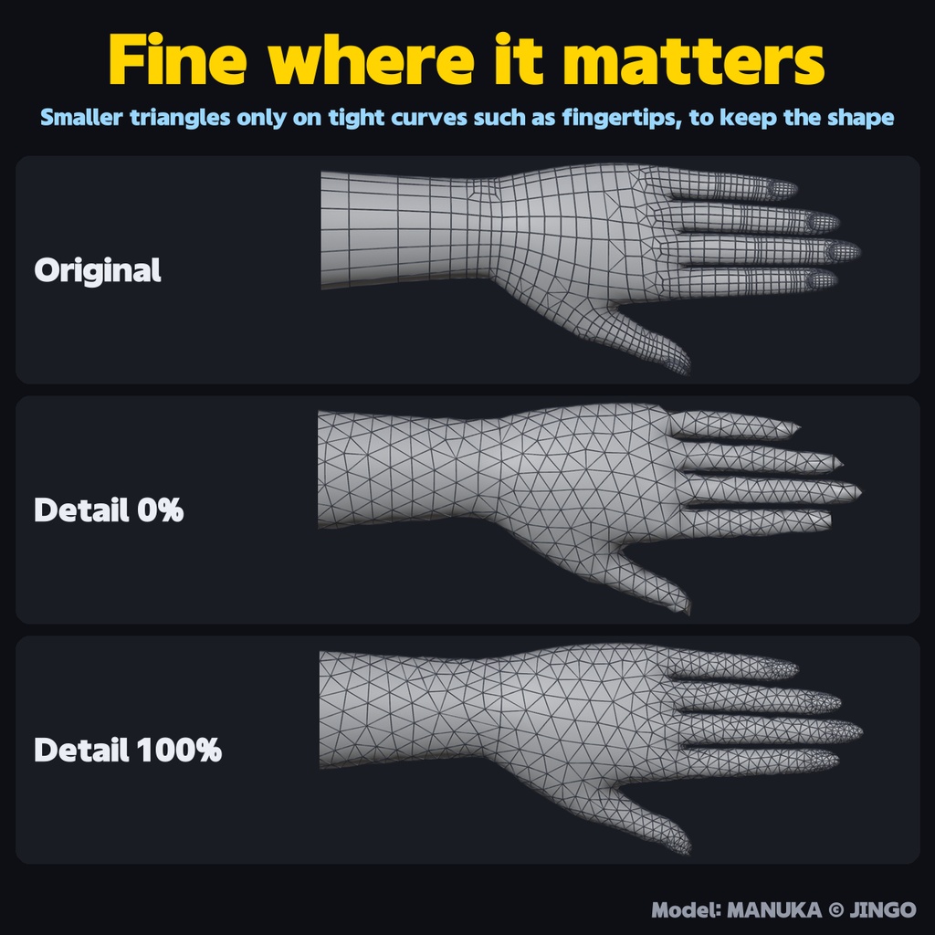 Tri Remesh - Rebuild avatar meshes as even triangles without losing shape (weights, shape keys, UVs kept / auto-tuned match rate / symmetry)