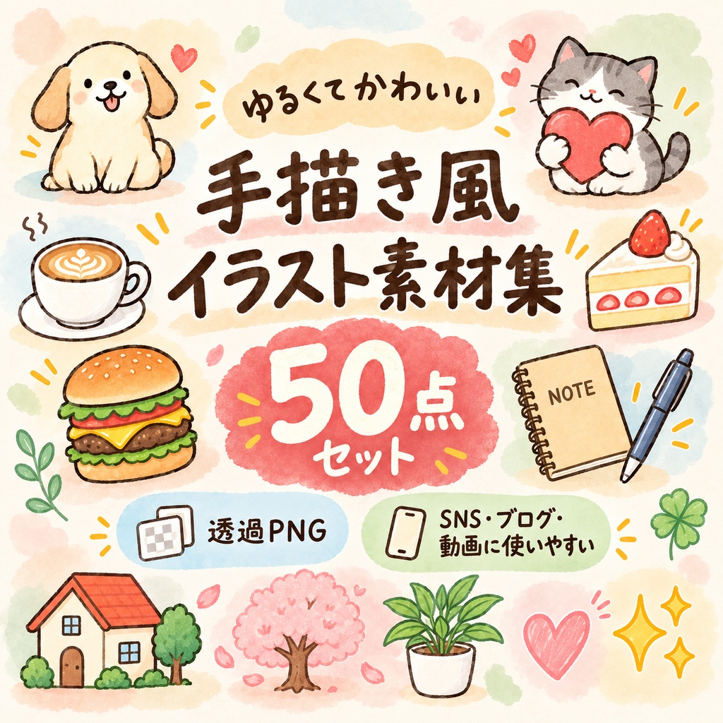 ゆるかわ手描き素材集 Vol.1