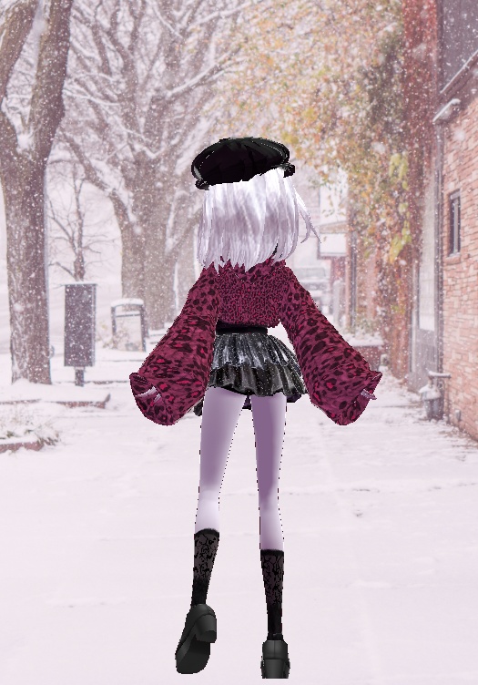 vroid衣装 ピンクレオパードコーデ マフラー2種つき