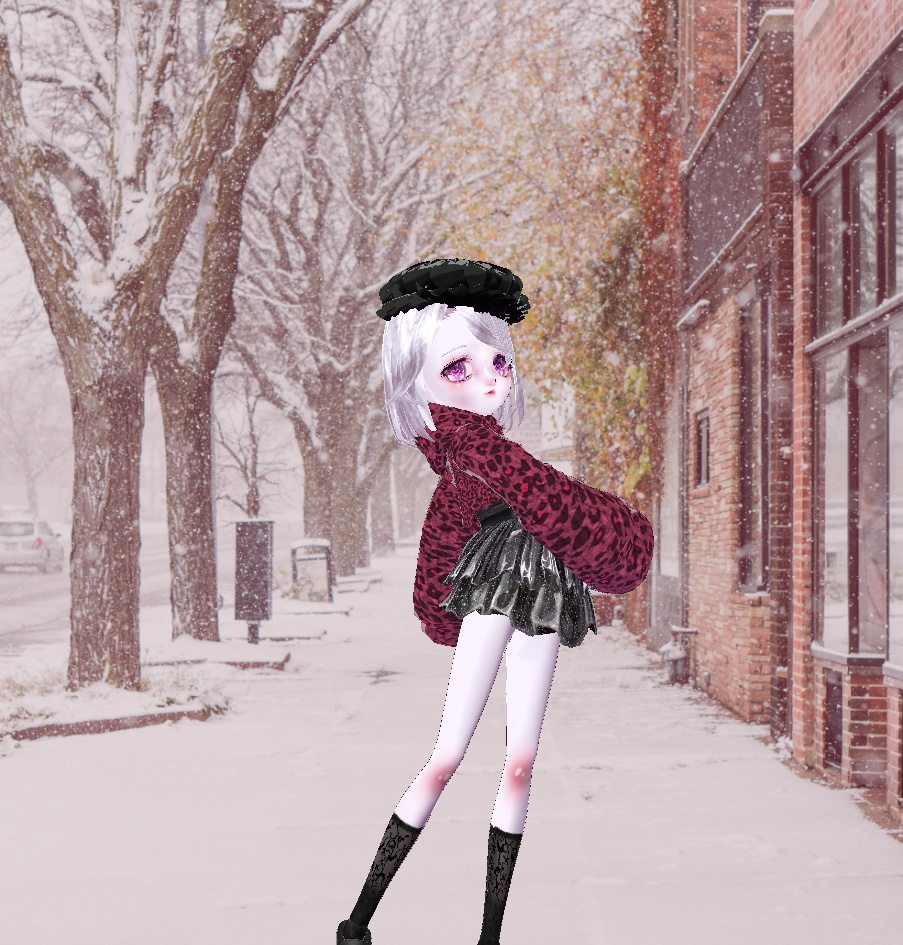 vroid衣装 ピンクレオパードコーデ マフラー2種つき