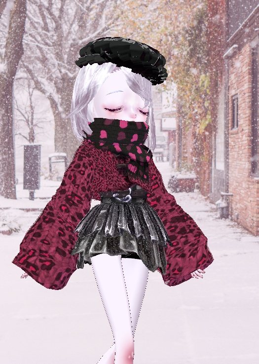 vroid衣装 ピンクレオパードコーデ マフラー2種つき