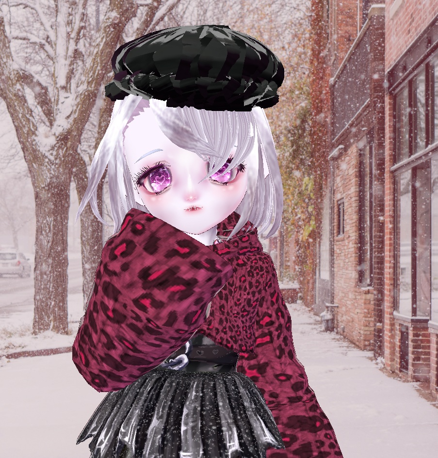 vroid衣装 ピンクレオパードコーデ マフラー2種つき