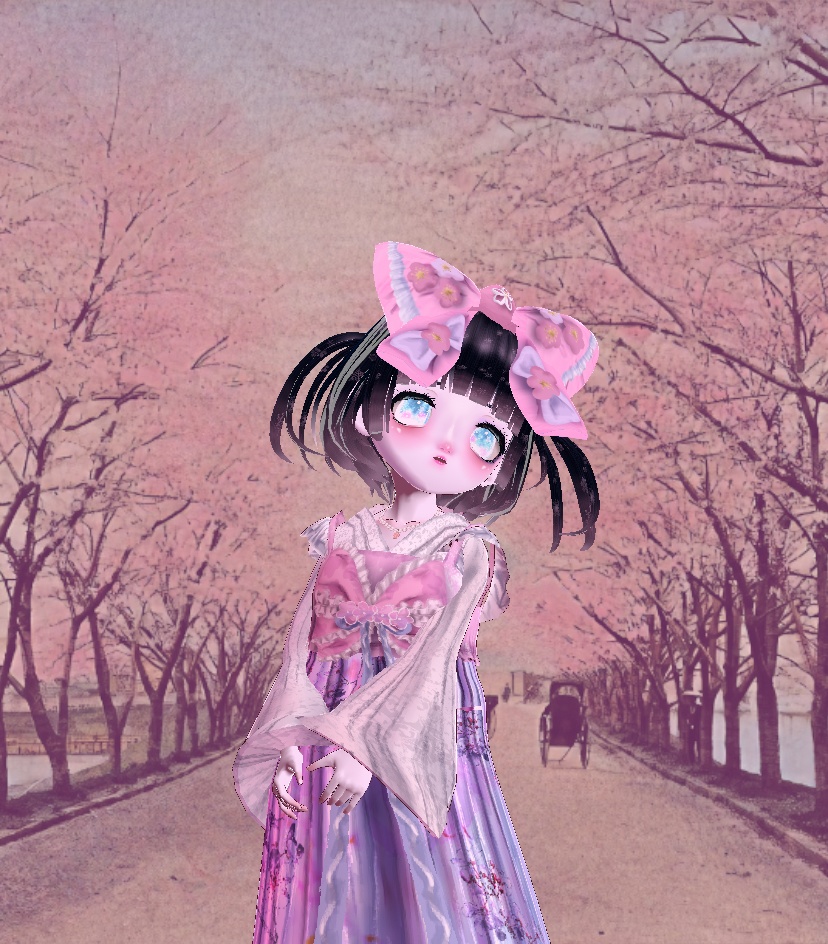 【Vroid衣装】 Cherry blossom ribbon パープル/ピンク