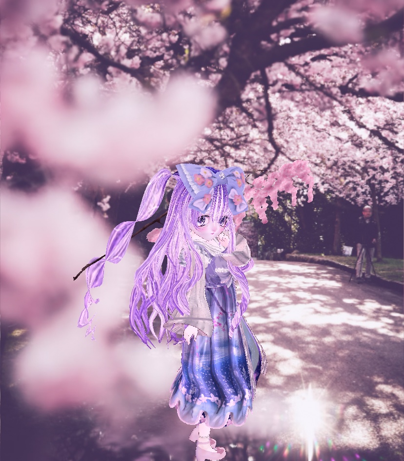 【Vroid衣装】 Cherry blossom ribbon パープル/ピンク