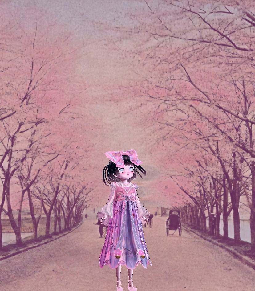 【Vroid衣装】 Cherry blossom ribbon パープル/ピンク