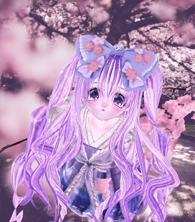 【Vroid衣装】 Cherry blossom ribbon パープル/ピンク