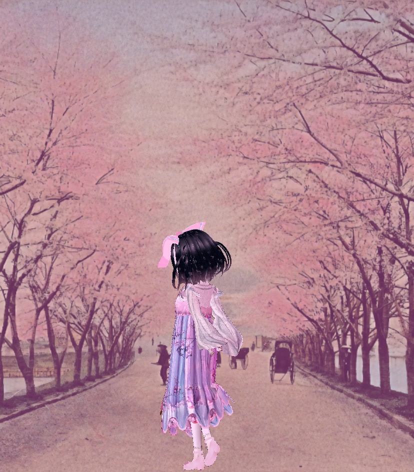 【Vroid衣装】 Cherry blossom ribbon パープル/ピンク