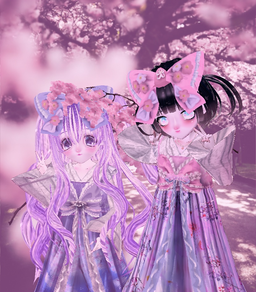 【Vroid衣装】 Cherry blossom ribbon パープル/ピンク
