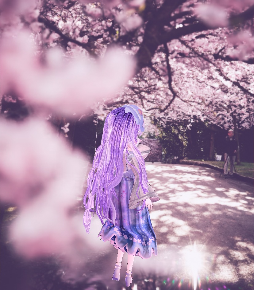 【Vroid衣装】 Cherry blossom ribbon パープル/ピンク