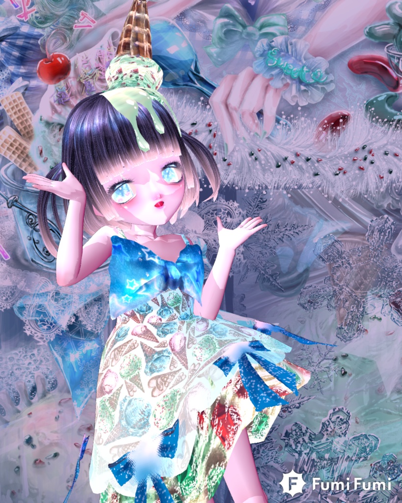 【Vroid衣装】シュワっと★アイスクリームワンピコーデ