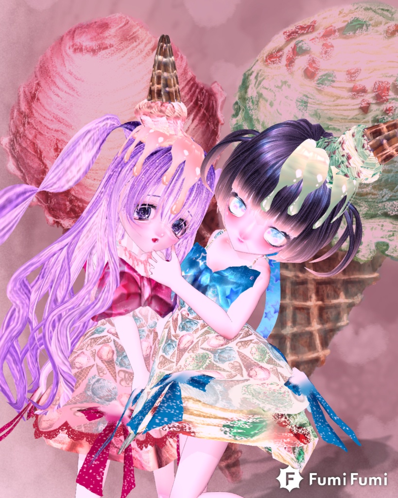 【Vroid衣装】シュワっと★アイスクリームワンピコーデ