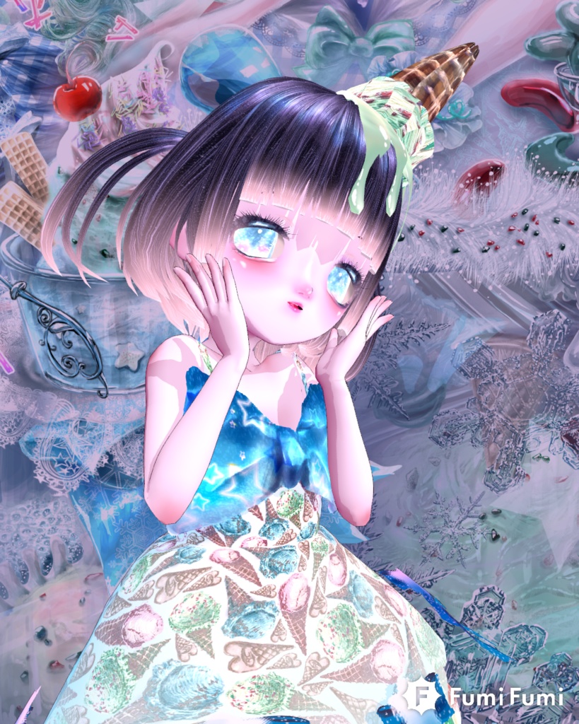 【Vroid衣装】シュワっと★アイスクリームワンピコーデ